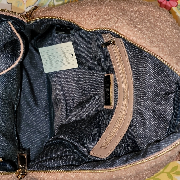 URBAN EXPRESSIONS Herdwick Pink Blush Faux Shearling Backpack - Picture 8 of 11